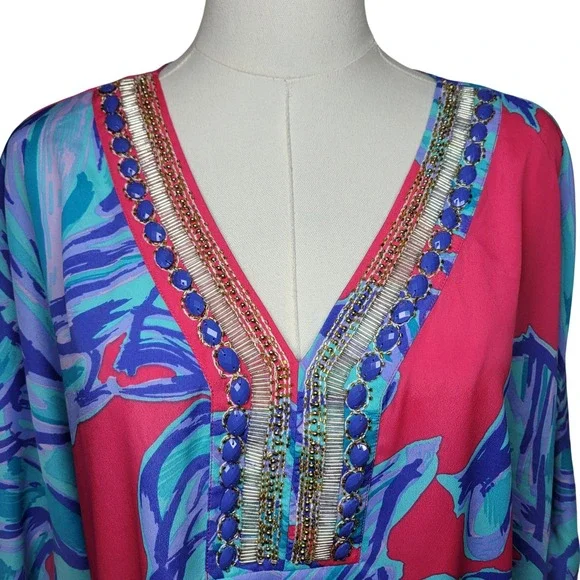 Lilly Pulitzer Embellished Swim Beach Cover-Up Size Small Coastal Resort Wear